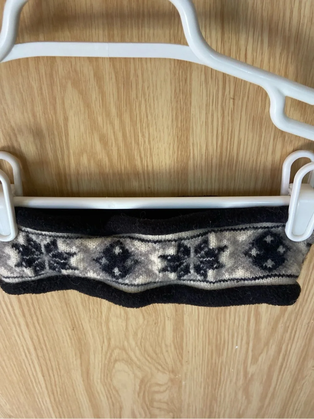 ❄️ L.L.Bean Nordic Fleece Ear Warmer Headband Black Cream Snowflake